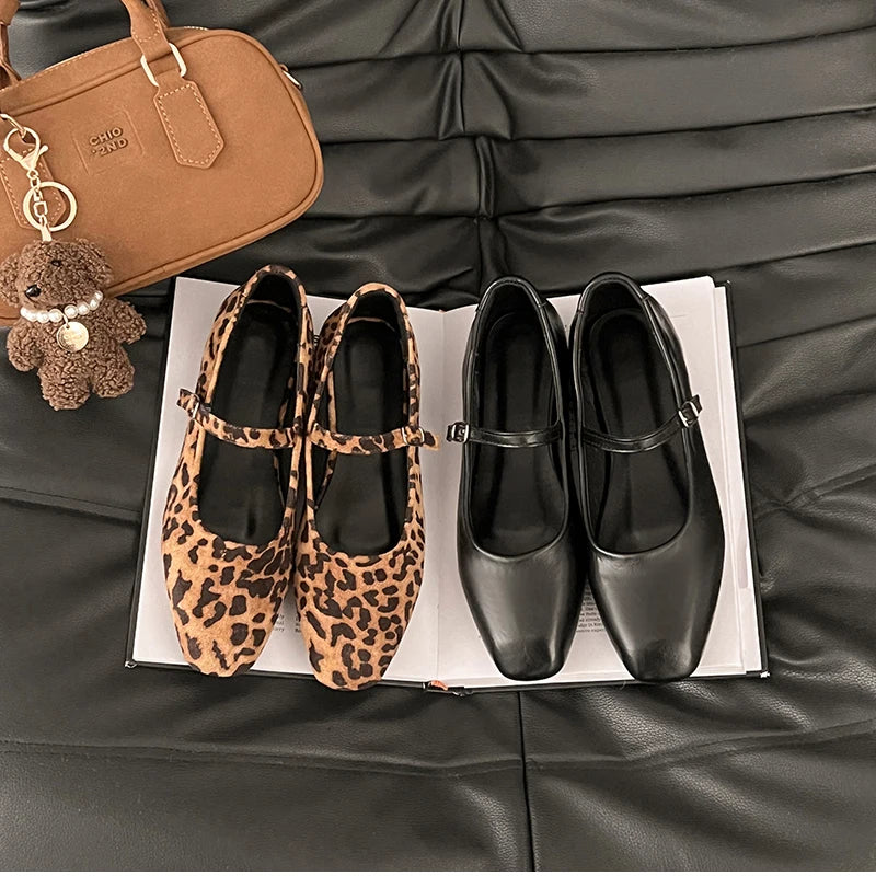 Leopard Print Women Loafers Flats Fashion Shallow Shoes 2026 Spring Ladies Elegant Soft Sole Mary Jane Shoes