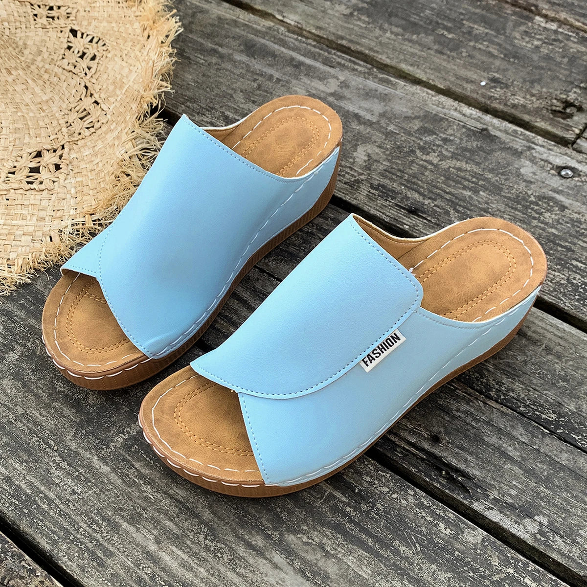 Minimalist Summer Women Sandals Fashion Thick Sole Wedge Heel Platform Slides Slip on Sandals Woman Slippers Female Footwear