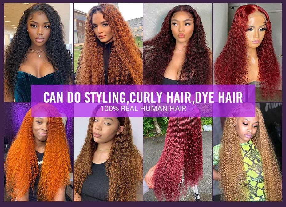 32" Deep Wave 100% Human Hair Bundle With Closure Fontal HD Transparent Curly 3 Bundles Human Hair Weavings And Closure Vietname