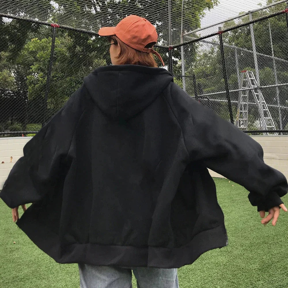 25 High Street Hoodie Men Solid Color Zip Up Long Sleeve Loose Jacket Coats Casual Hooded Sweatshirt Y2K Fashion Outdoor Clothes