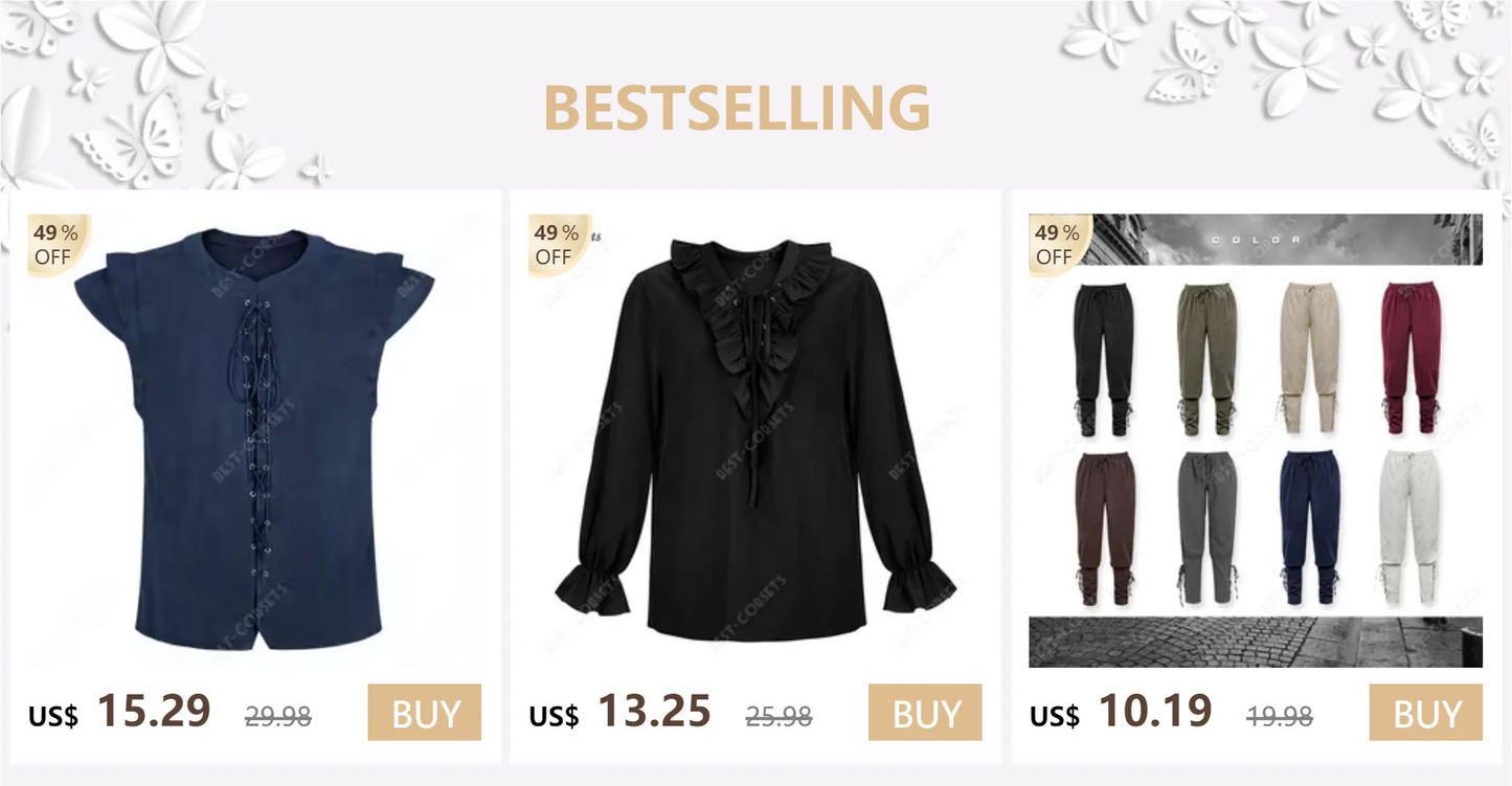 Medieval Pants for Men Costume Cosplay Renaissance Bandage Pants Gothic Trousers Plus Size Pirate Pants Brown Black
