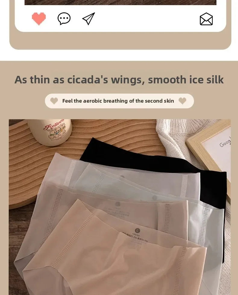 Ladies Summer Thin Quick Dry Ice Silk Triangle Panties Seamless Japanese Style Masking Butt Shaping Sexy 3D Peach Bottom Underwe