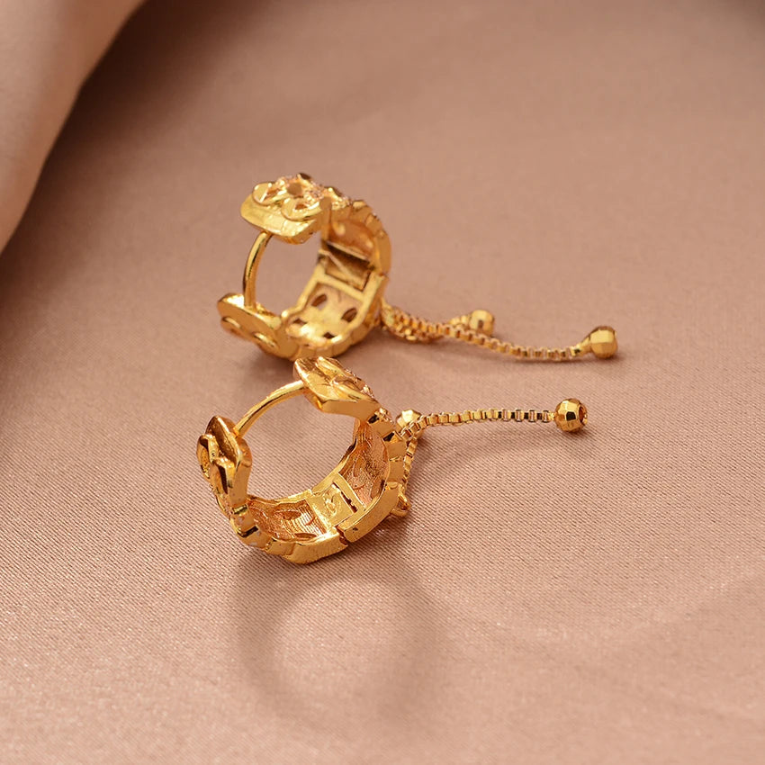 Ethiopian Gold Color Earrings For Woman African Fashion Wedding Bridal Party Wife Earrings Jewelry New