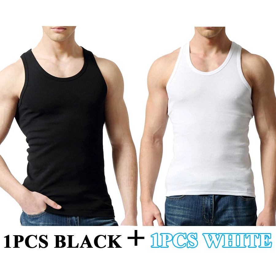 Tank Tops Men Fitness Cool Summer 100% Cotton Vest Male Sleeveless Tops Gym Slim Casual Undershirt Mens Gift 10 Colors 1PCS