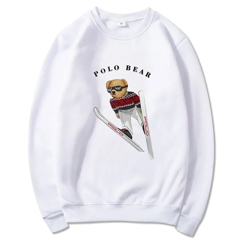 Men's casual and comfortable pullover, fashionable and versatile hooded sweatshirt with teddy bear pattern, sports shirt BAZAARHUBO