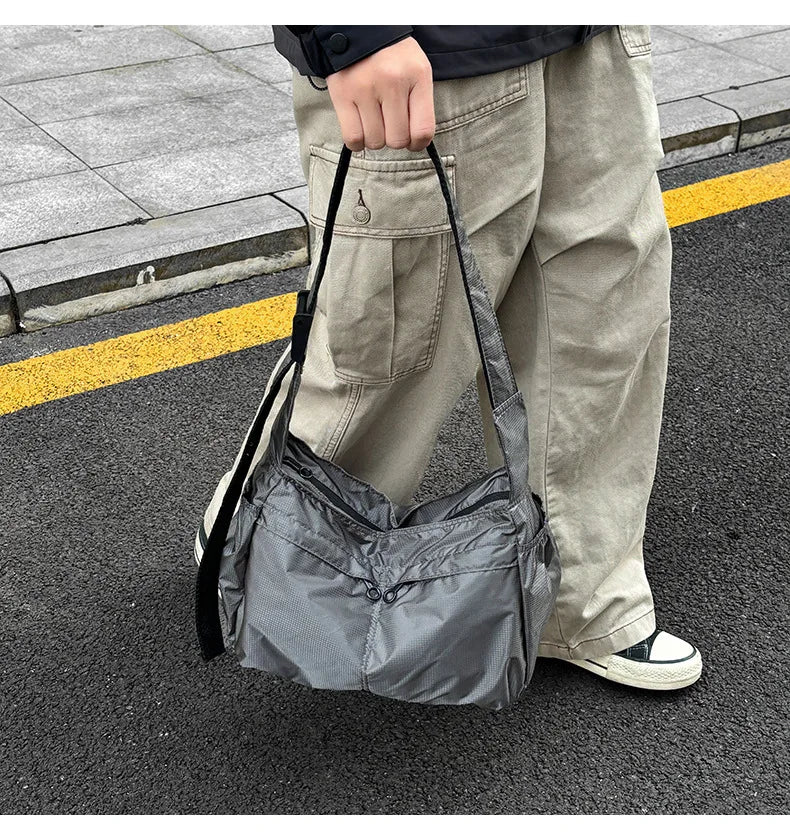 Outdoor Portable Crossbody Bags for Men and Women Commuter Waterproof Youth Shoulder Bag Solid Color Lightweight Female Tote