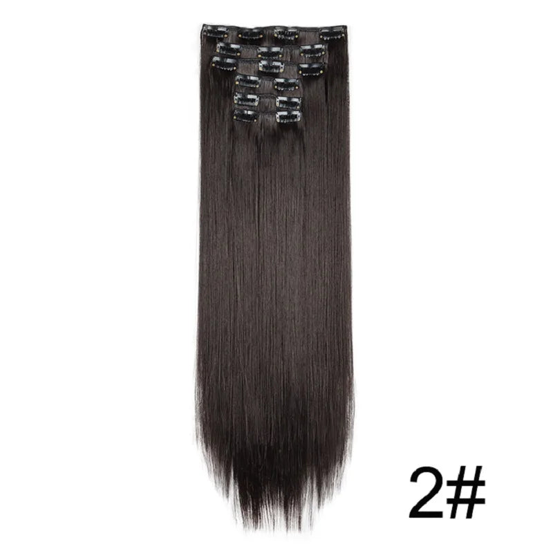 WIGSIN Synthetic 6pcs/set Long Straight Clip-in Hair Extension Invisible Seamless Extension Black Brown Hairpiece for Women