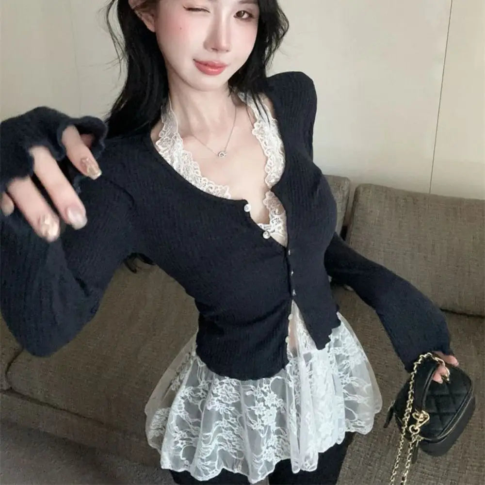 Fashion Transparent Lace Halter Dress V-neck Beachwear Lace-up Short Skirts A-line Spicy Girl Style Dresses Women Club