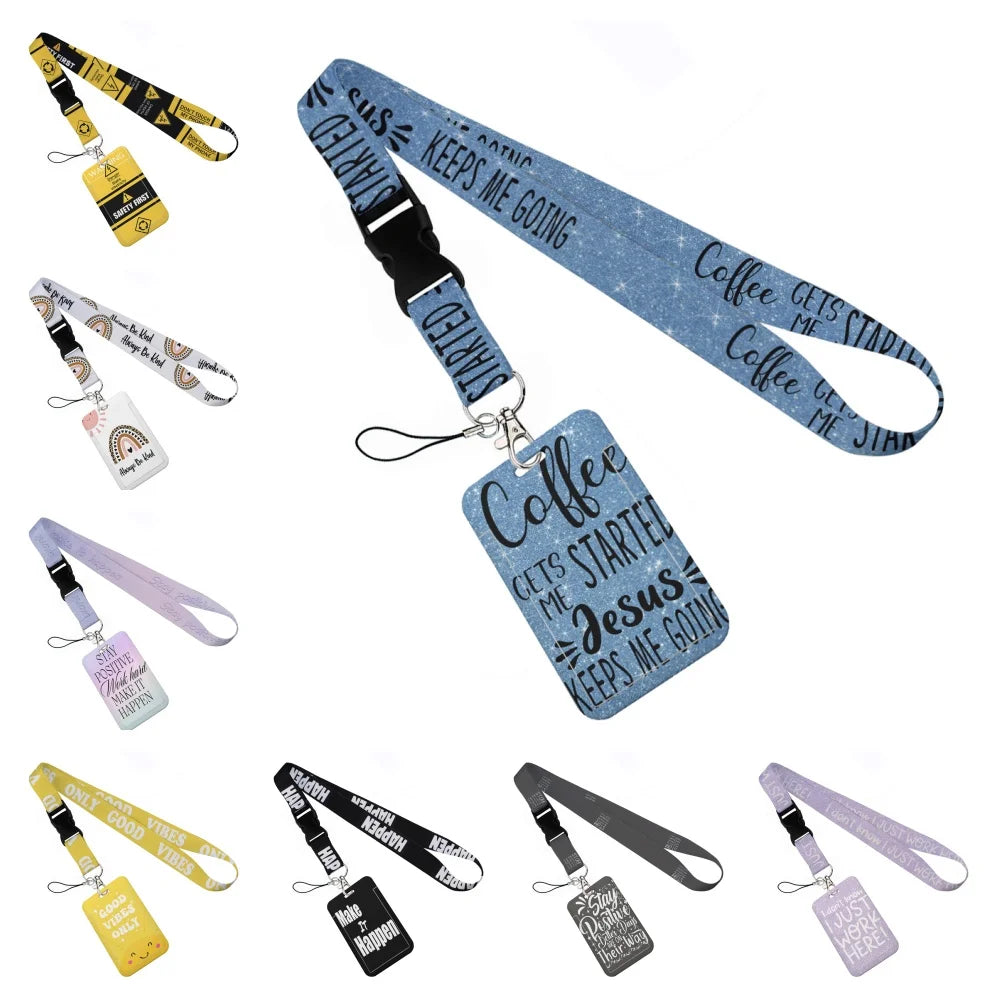 quotation card holder Lovely hanging rope  ID pass hang accessories holder lanyard Student  Bus passr protective Case