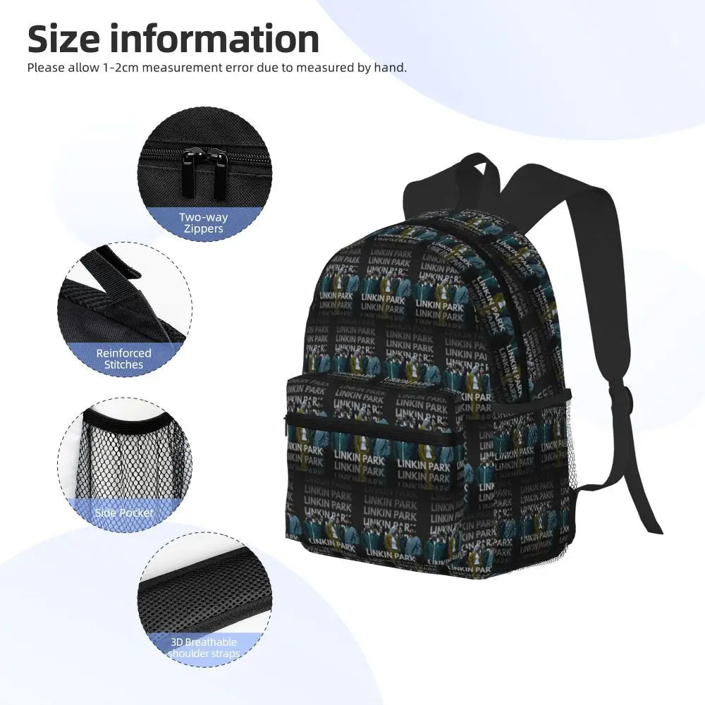 L-Linkin-S P-Park-S Band Student Backpack School Bag Hiking Travel Daypack for Boys Girls Fashion Bookbag Shoulder Bags