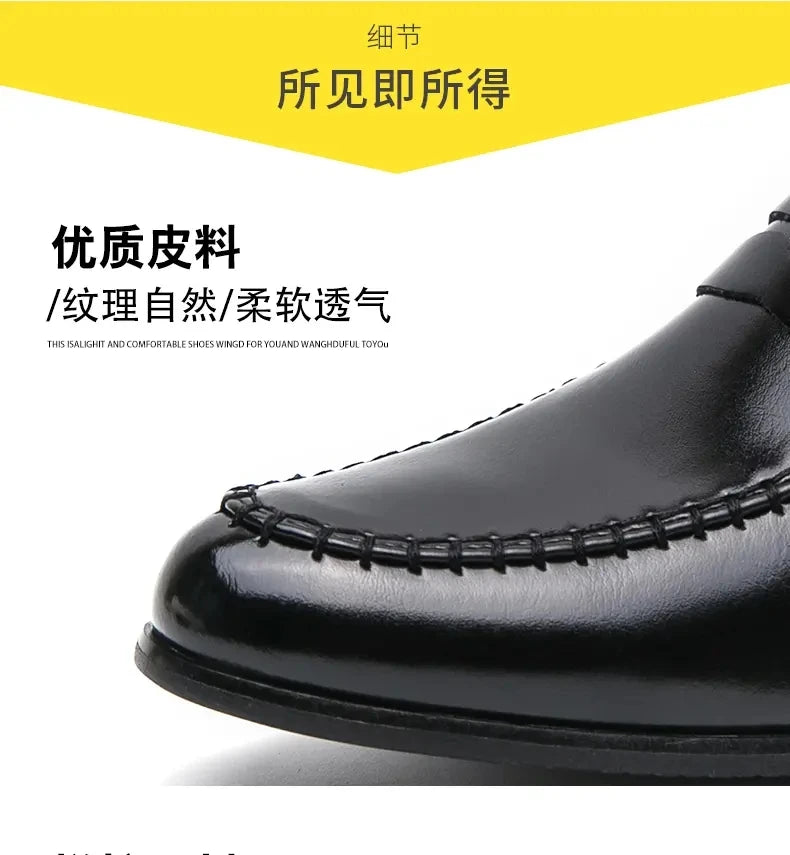 Men Retro Dress Shoes Black Brown Medium High Heels European and American Business Banquet Cuban Leather Shoes Size 38-45