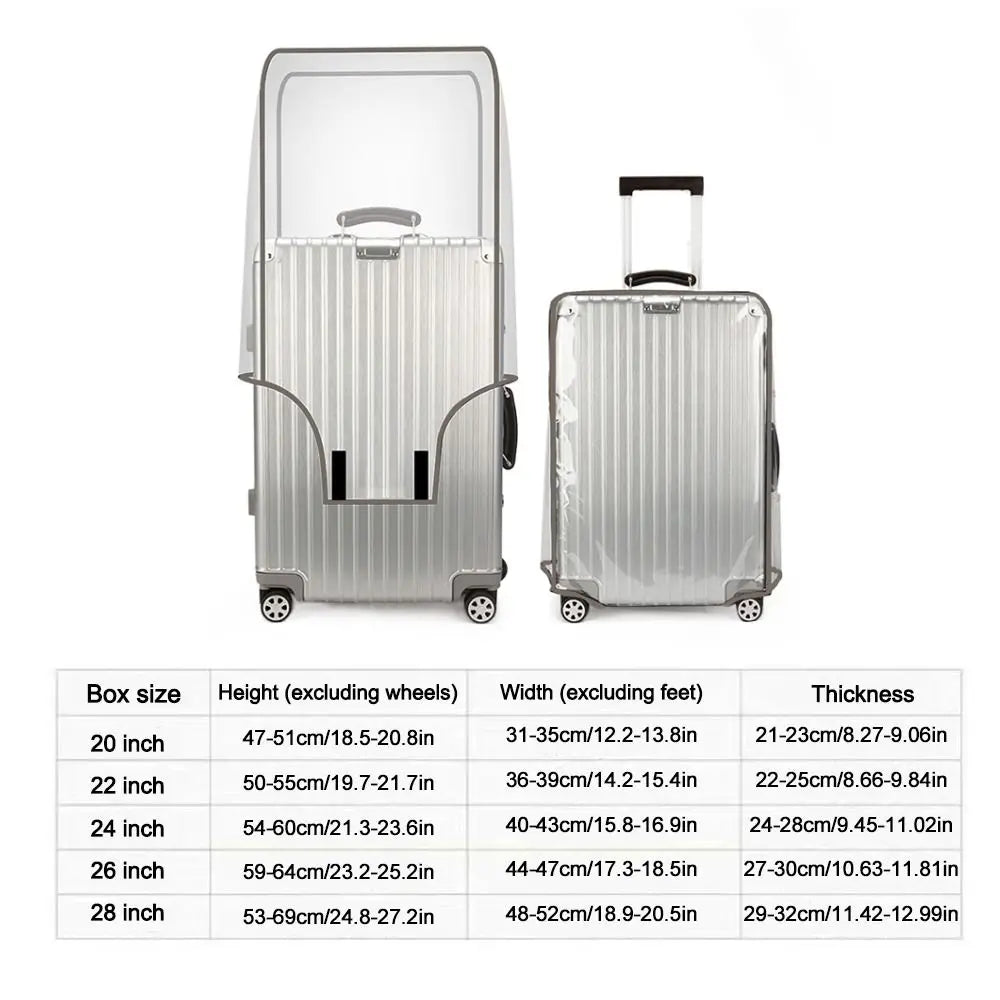 16-28 Inch Travel Luggage Cover PVC Waterproof Luggage Protector Cover Dustproof Transparent Suitcase Protector Cover Luggage