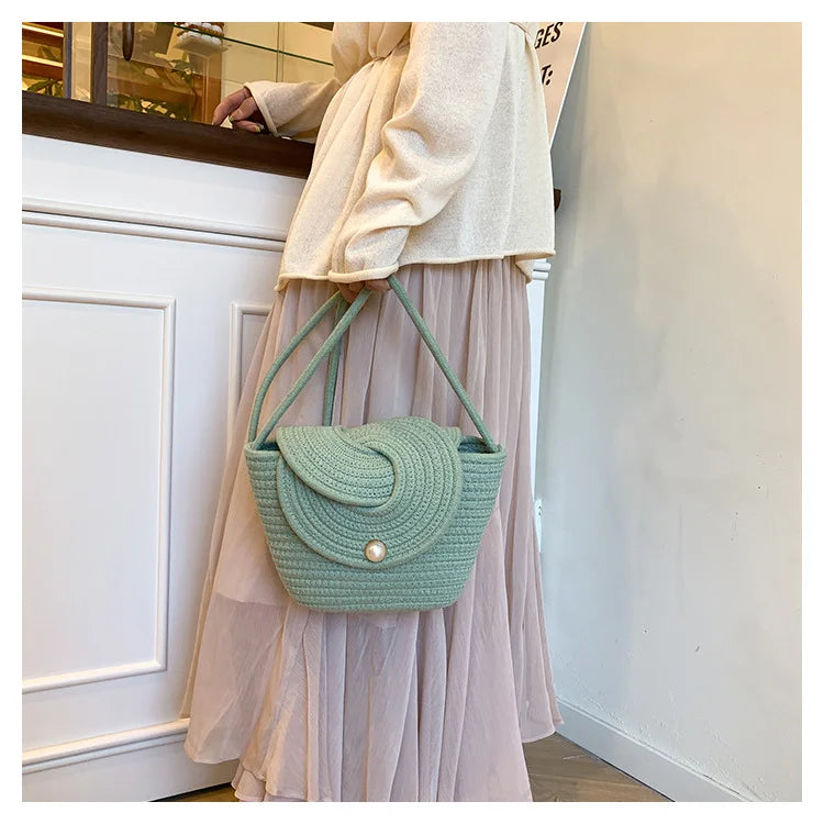 Popular Hand-woven Bags for 2025 Summer, Versatile Single-shoulder Crossbody Bags, Ins Beach Vacation Bags