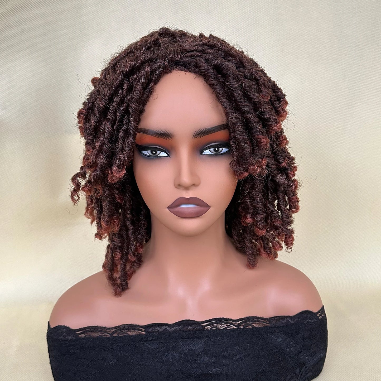 Short Dreadlock Wig Afro Crochet Twist Hair Wigs For Black Women Curly Synthetic Naturel Soft Faux Locs Wig