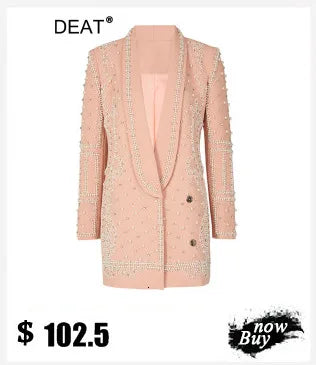 DEAT Fashion Women Blazer Notched Collar Long Sleeves Single Button 3D Love Rivet Decoration Suit Jackets Autumn 2025 New 7AB858