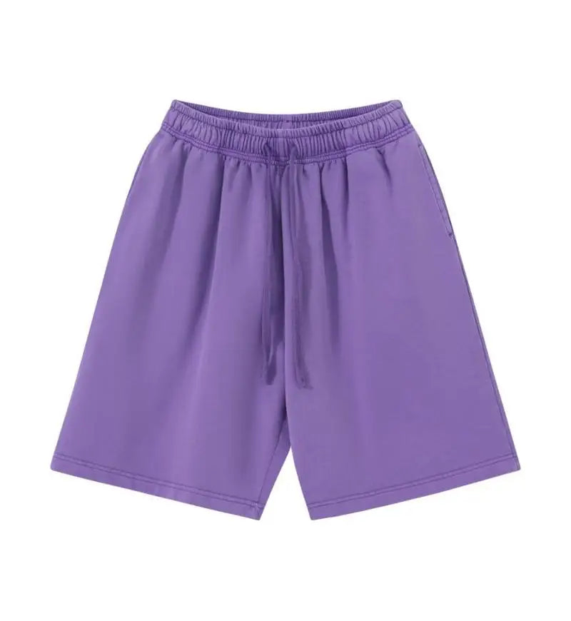12 Colors 100% Cotton Men's and Women's Same Pull Rope High Waist Loose Fashion Casual Oversize Shorts sweatpants