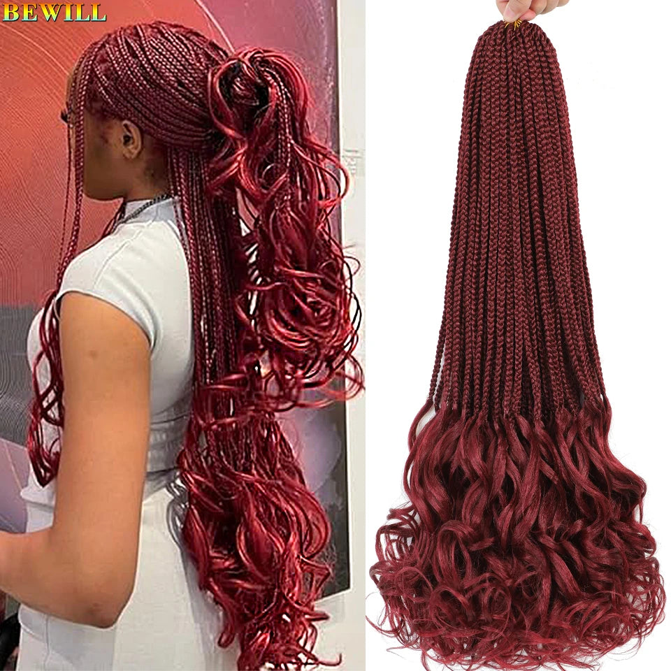 14 18 24 Inch French Curl Crochet Braids Boho Goddess French Curl Box Braids Crochet Hair Synthetic French Curly Braiding Hair