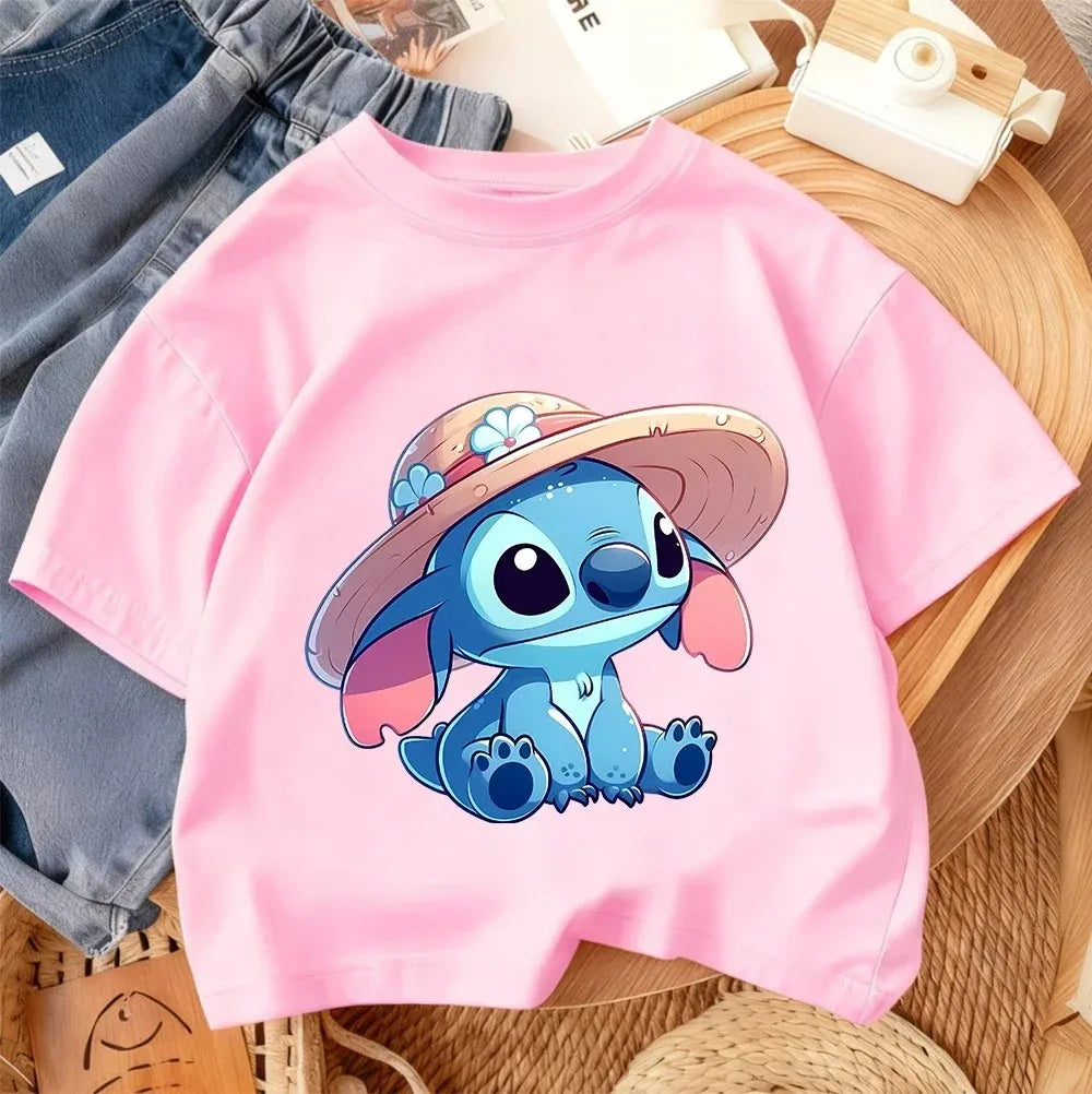 Casual everyday T-shirt for children,T-shirt with Kawaii cartoon print, summer urban fashion set for boys and girls aged 3 to 14