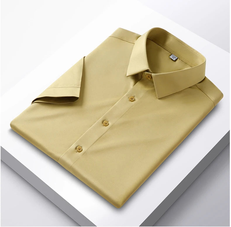 Men's 6XL Large High Quality Formal Shirts Short Sleeve Summer Clothing Non iron Business Casual ice Silk ice Feeling T-Shirts