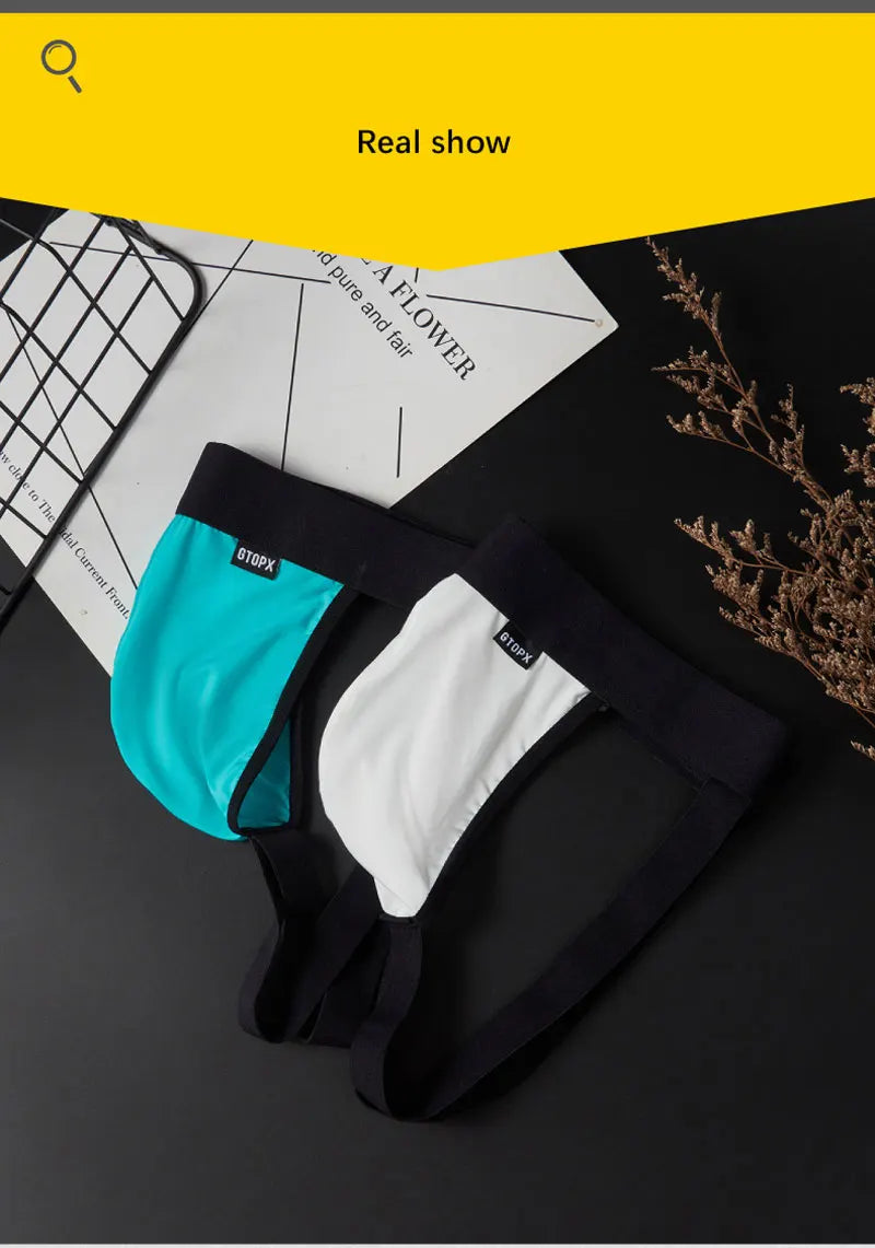 Sexy Man Underwear G-String Ice Silk Gay Men's Underpants Jockstrap Bikini Slip Mens Tanga String Thong Back Open T-Back Panties
