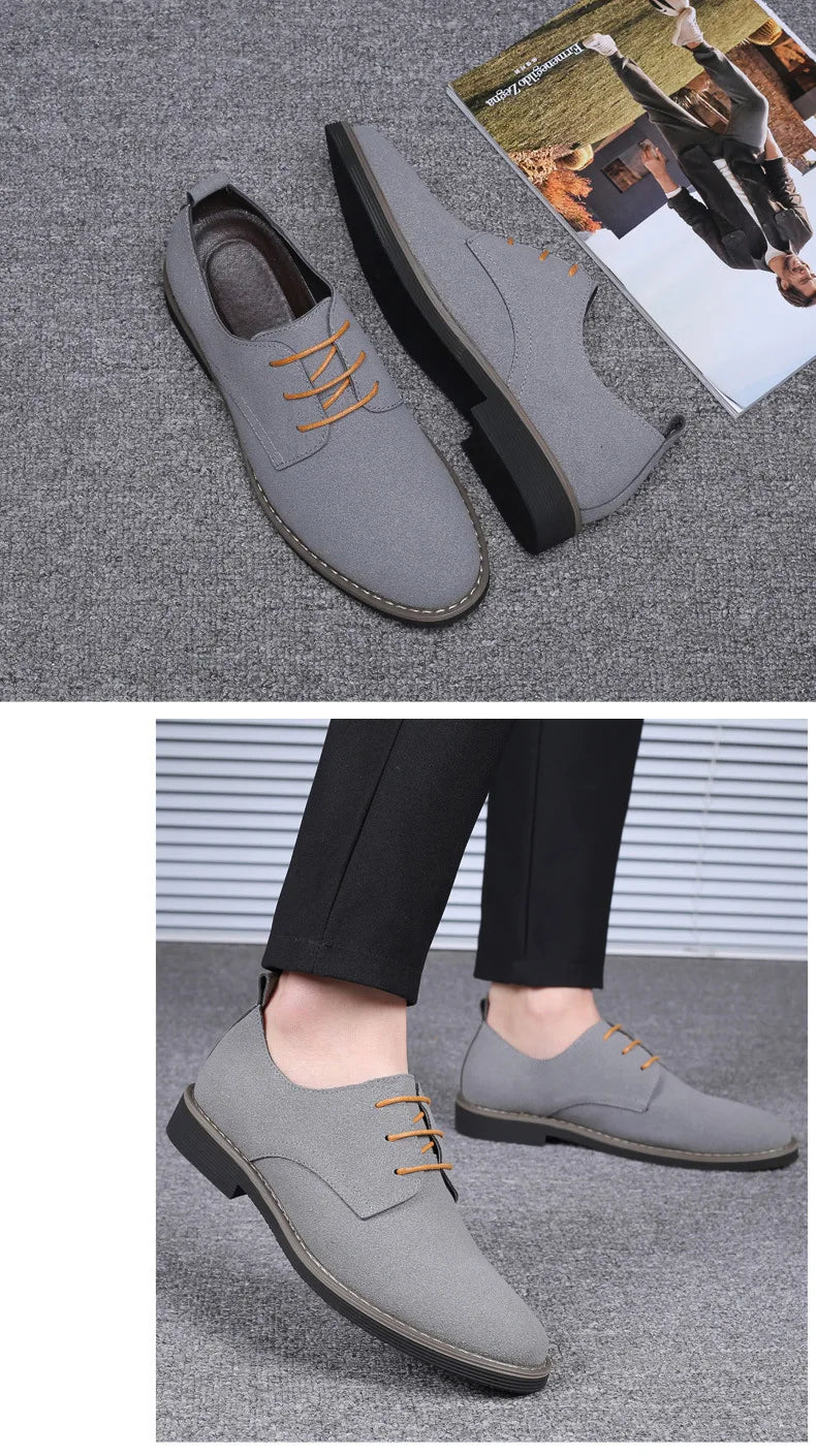 Summer Mens Dress Shoes Suede Man Oxford Shoes Large Sizes Flats Classic Men Sneakers Comfortable 2025 New Zapatillas De Deporte
