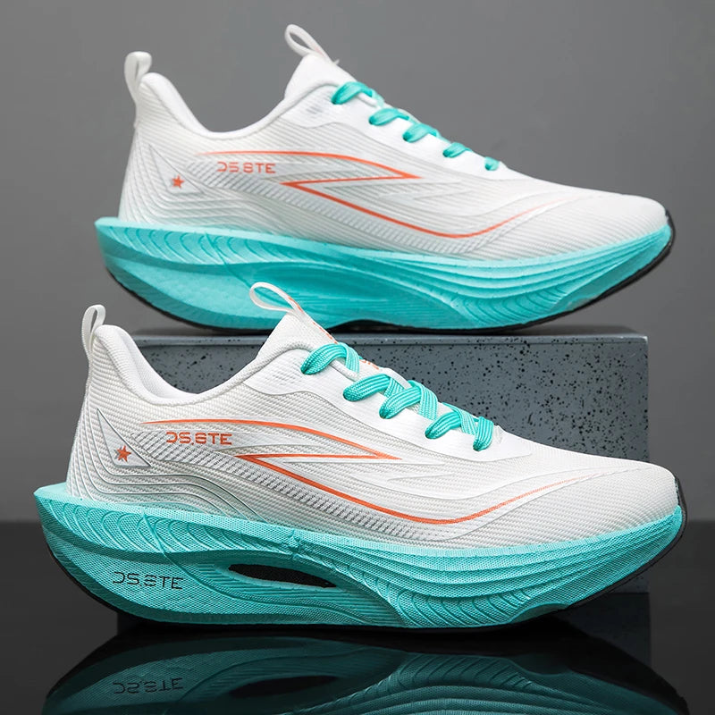 [Sports Shoes] Men's ultra light professional marathon running shoes, carbon plate cushioning, breathable low cut design, fluore