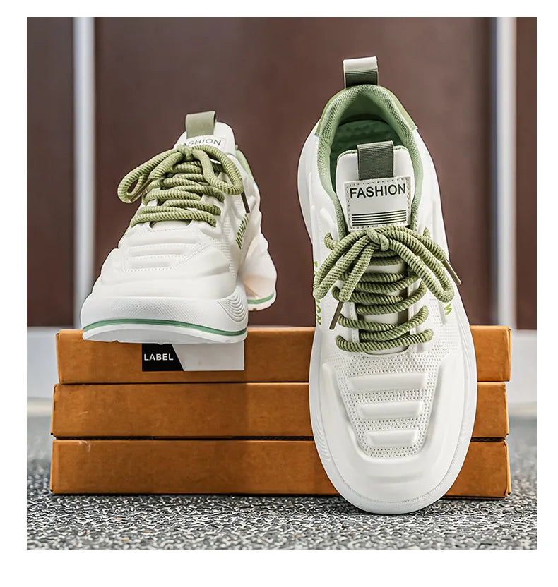 Summer 2026 Men's Thick Sole Sneakers Breathable Casual Running Shoes Streetwear Lightweight Trendy Footwear