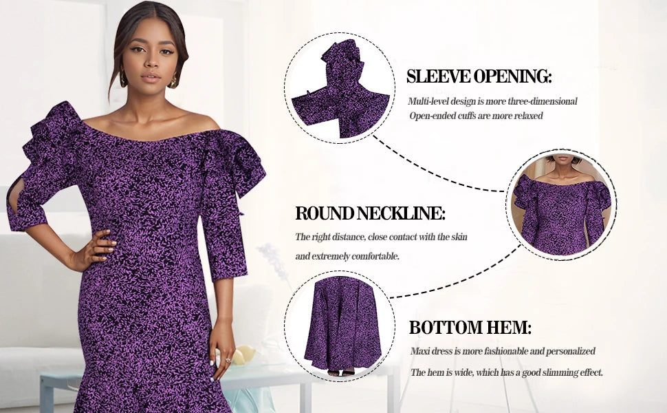 Fashion Robe Africaine Femme Elegant Maxi Long Dresses African Ankara Print Mermaid Dresses Dashiki Evening Gowns Wy9482