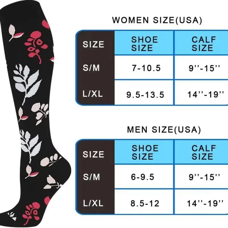 4 Pairs Compression Socks 20-30mmhg High Stockings Men Women Sports Socks For Marathon Cycling Varicose Veins Pregnancy Nursing