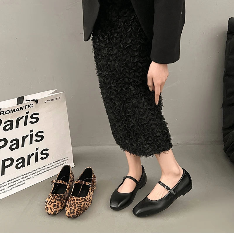 Leopard Print Women Loafers Flats Fashion Shallow Shoes 2026 Spring Ladies Elegant Soft Sole Mary Jane Shoes