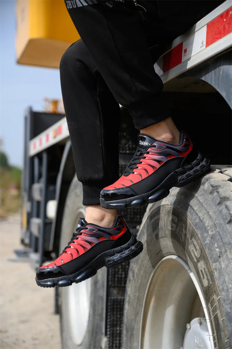 Air Cushion Steel Toe Work Safety Shoes Men Women Non Slip Sneakers Anti-Smash Puncture Proof Security Breathable Shoes Unisex