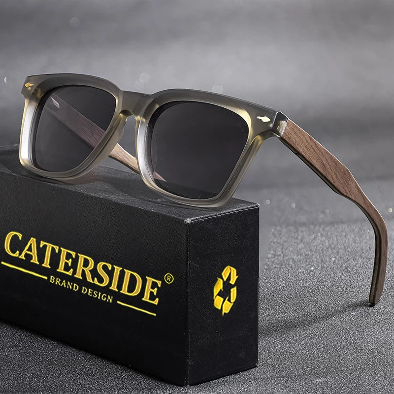 CATERSIDE Vintage Men Polarized Sunglasses High-Quality Solid Wood Legs Sun Glasses Fashion Women Party Travel Holiday Glasses BAZAARHUBO