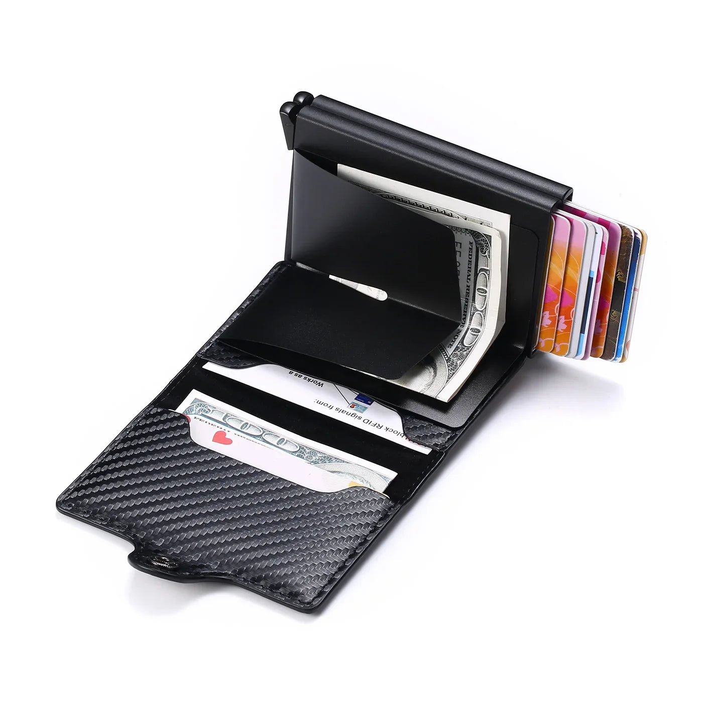 Rfid Men Card Wallets Free Name Engraving Carbon Fiber Slim Mini Wallet 14 Card Holders Small Money Bag Male Purses