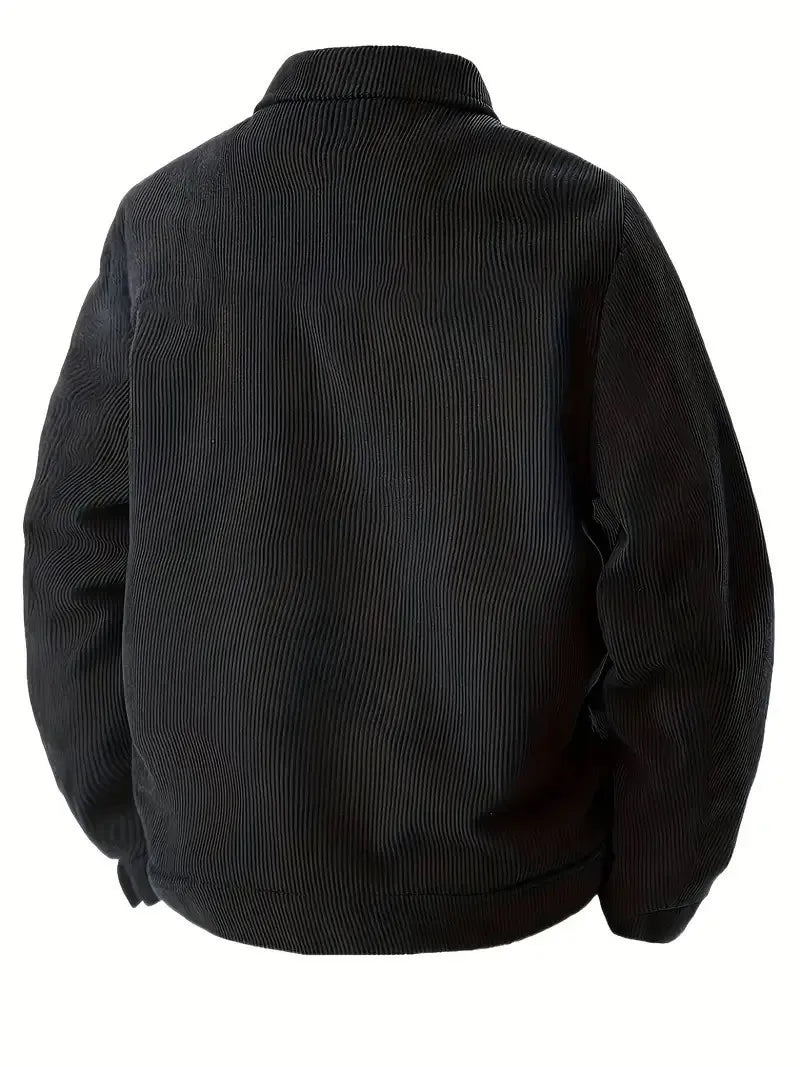 Men's Corduroy Trucker Jacket Casual Button Down Long Sleeve Lapel Collar Pocketed Coat for Daily Wear Streetwear Outfits