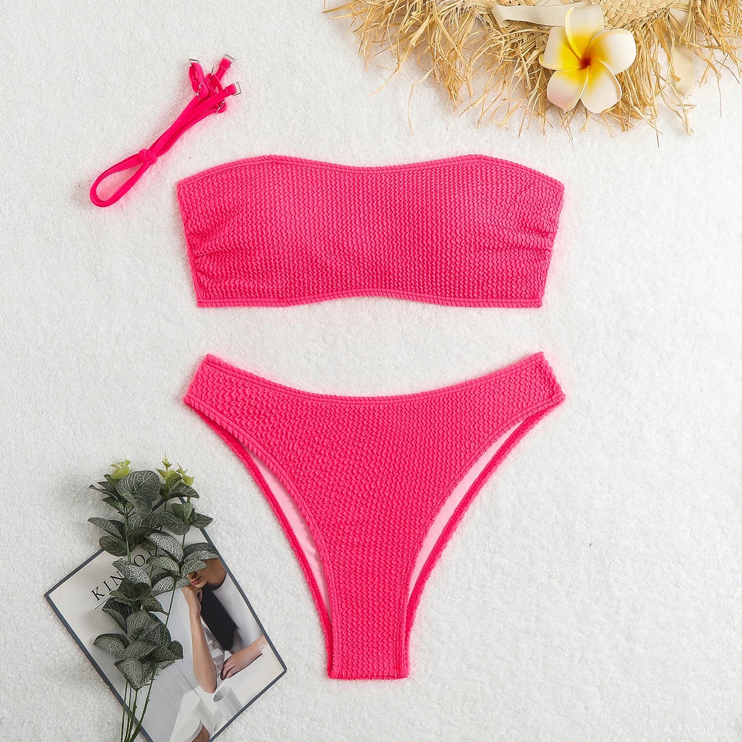 2026 Bikinis Sexy Bandeau Swimsuit Women Solid Swimwear Female Bathers Bathing Swimming Swim Suit Beachwear