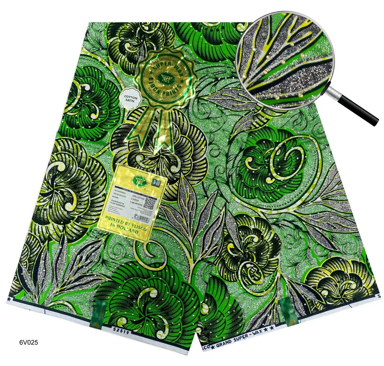 African Wax | Fabric Wax WIth Stones | Wax Block Fabrics For Women Dress, 6 Yards Wax Tissu