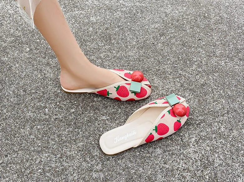 Slides Kawaii Shoes Round Toe Cute Women's Slippers and Ladies Sandals Mules Summer 2025 Flat Outside Comfortable Elegan Y 39 W