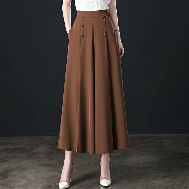 Women's Nine Loose Skirt Pants Draped Wide Leg Pants Spring Cool High Waist Slim Fashion Big Leg Pants Street Lounge Trousers