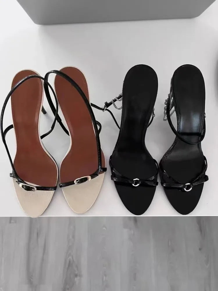 Liyke Sexy Slingback Sandals Women 2026 Summer Fashion Buckle Strap Open Toe Gladiator High Heels Party Dress Shoes Size 34-40