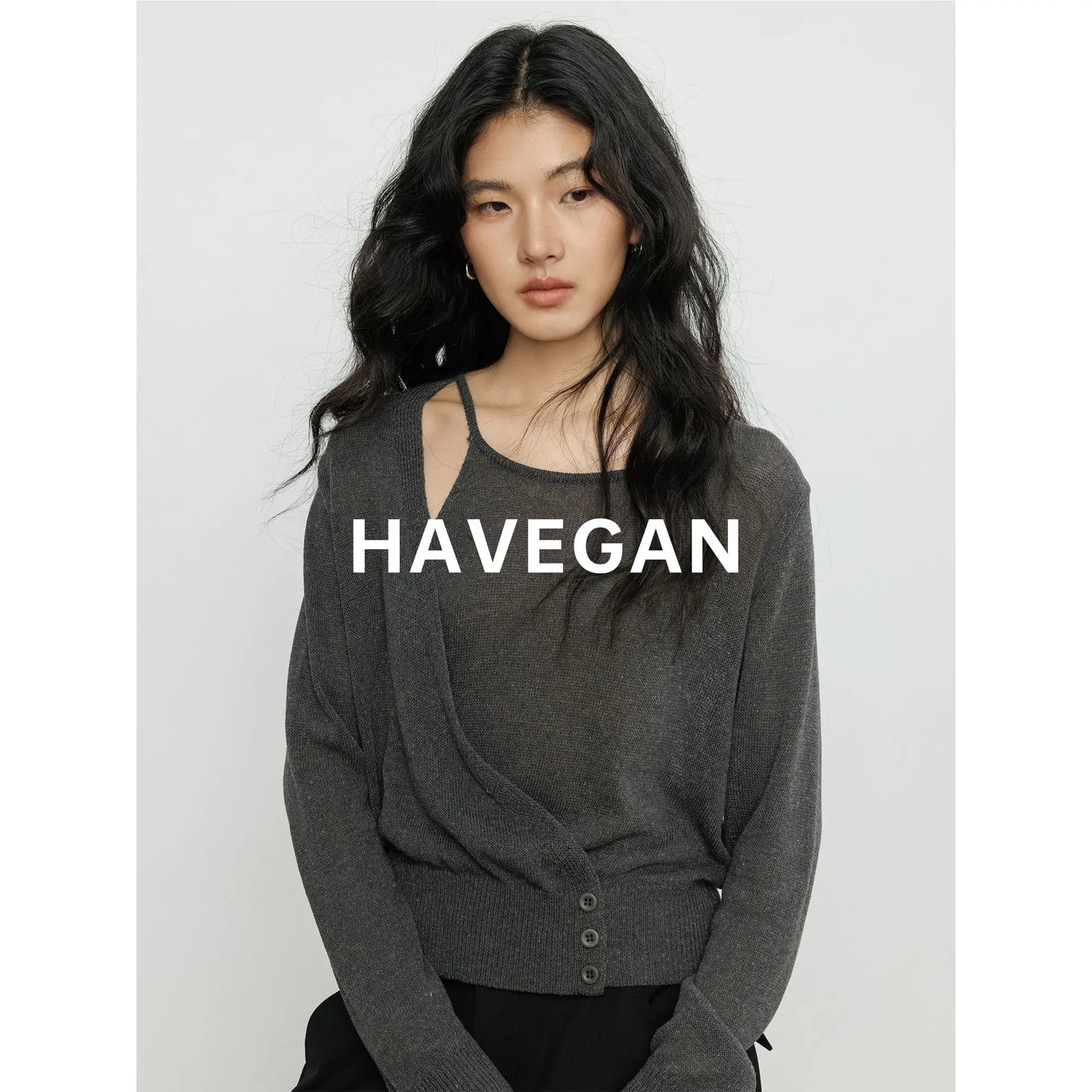 Fashion Retro Knitted Sweater for Women in Spring 2025 New Round Neck Long Sleeve Loose Top Solid Color Personalized Pullover