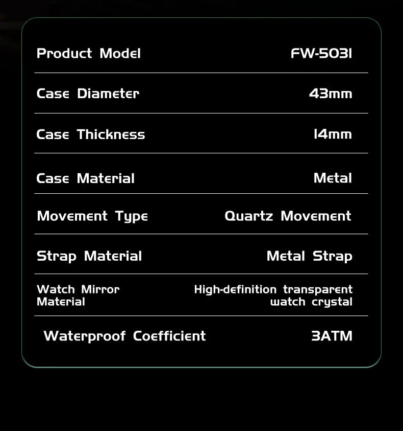 Mark Fairwhale 5031 Fashionable Roulette Men watch Trendy Night Light Waterproof Quartz Watch Light Luxury Watches for Men