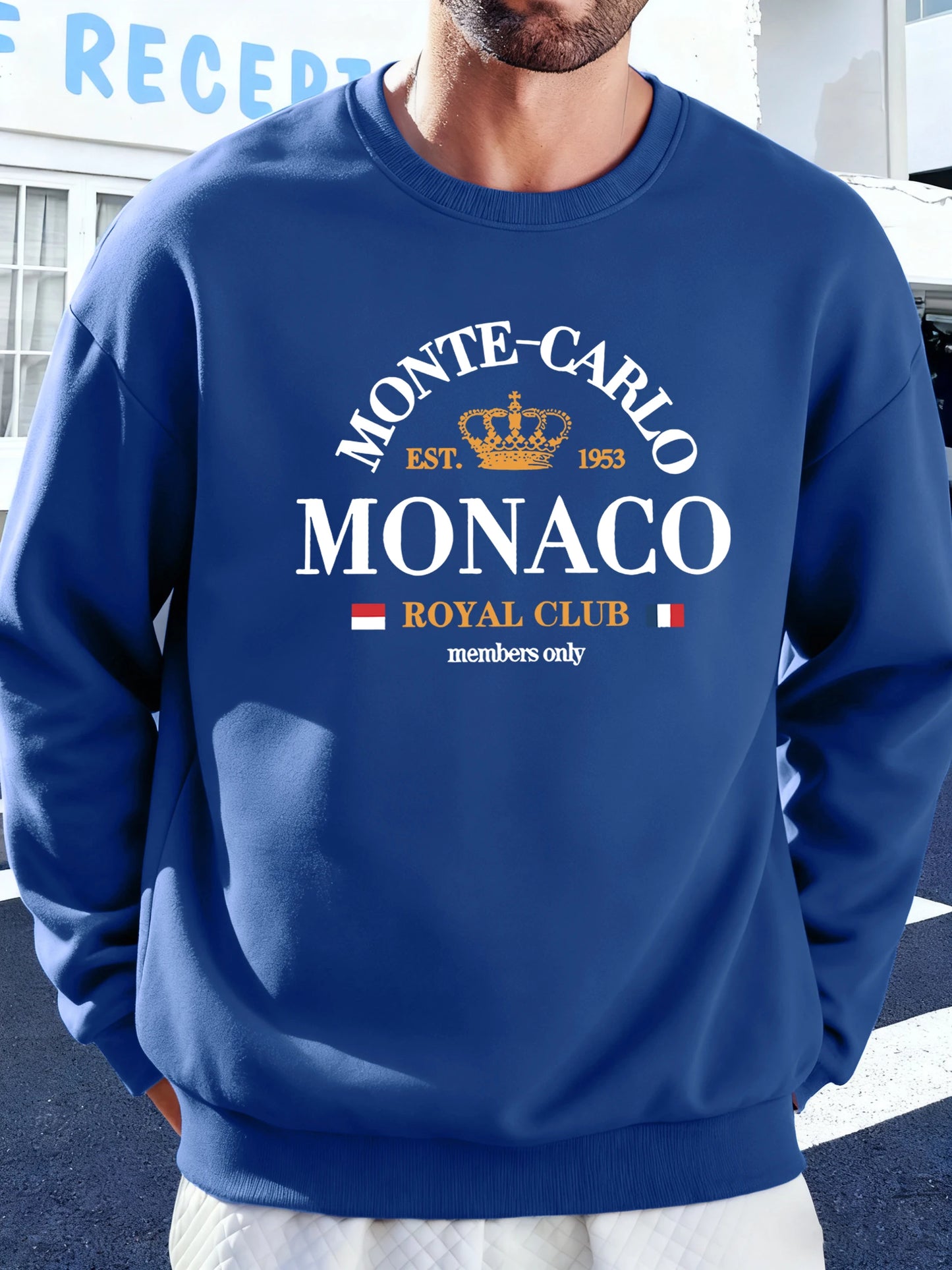 Monte-Carlo Monaco Pattern Men Sweatshirt Comfortable Fleece Streetwear Soft Casual Clothes Autumn High Street Clothing Male BAZAARHUBO