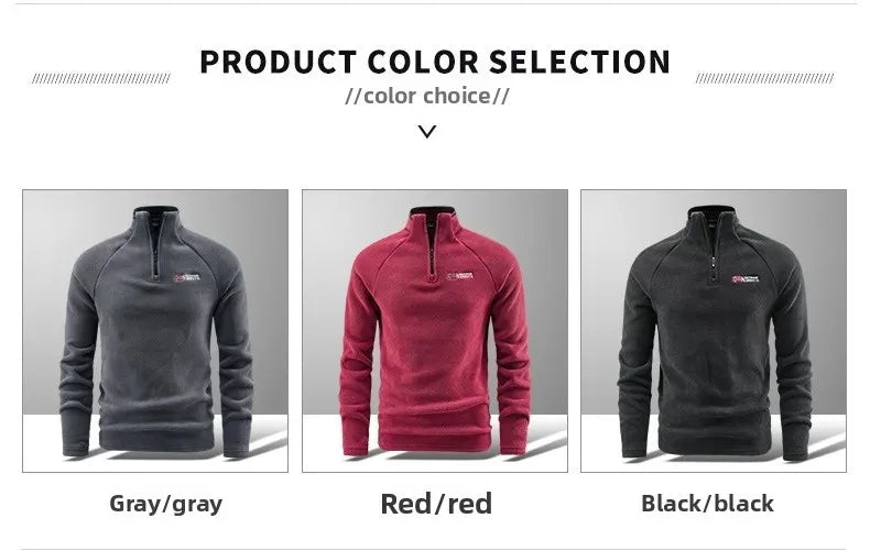 Men's Norway Style Fleece Jacket Base Shirt Half Zip Sweatshirt Inner Spring Autumn New Model Cross-Border Clothing