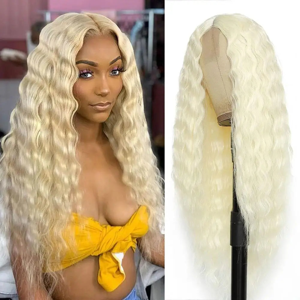 2024 Water Wave Long Curly Wig Jungle Wave Middle Split Glossy Hair Hair Extensions Human Wig African Brazilian Black Women Wig