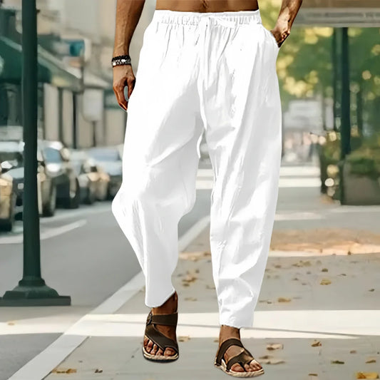 2025 New Fashion Mens Linen Wide Pants Trousers Oversize Sports Streetwear Male Spring Yoga Pants Casual Men Clothing Sweatpants