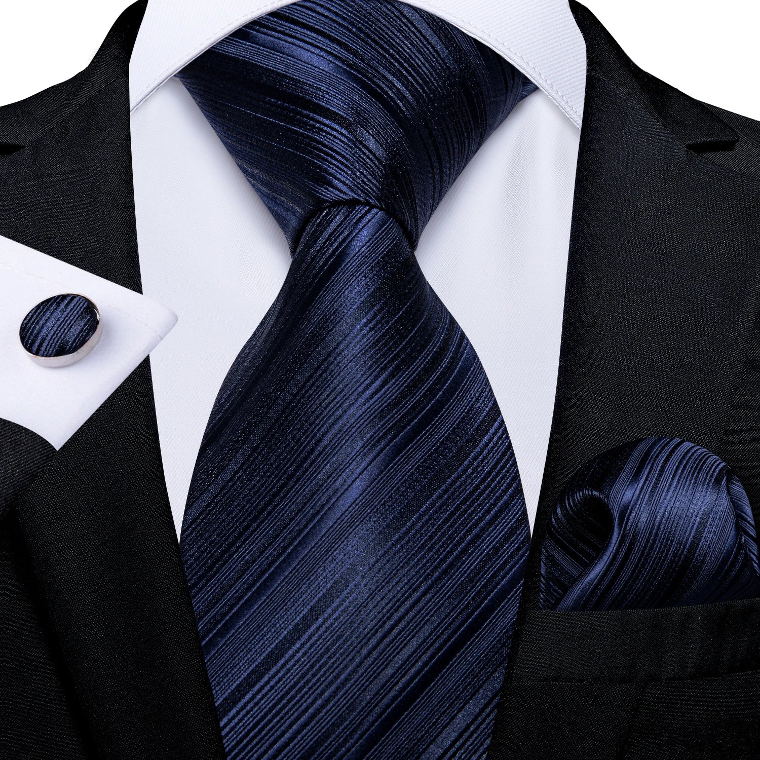 Royal Blue Paisley Plaid Striped Men tie Set with Handkerchief Cufflinks Wedding Prom Groom Accessories Perfect Gift for Men BAZAARHUBO