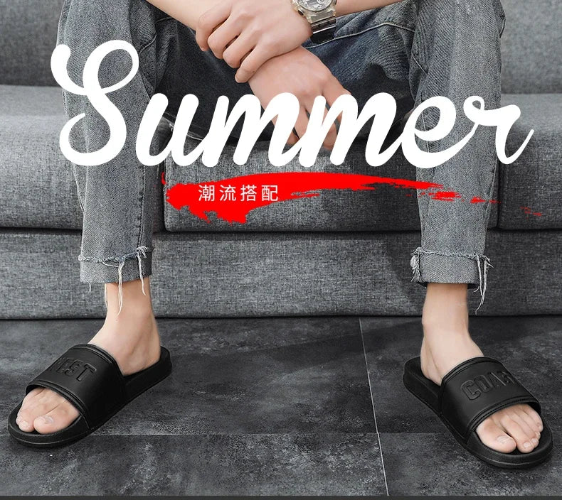 Summer Men Slippers Indoor Home Slides Bathroom Shoes Outdoor Garden Shoes Massage Clogs Male Beach Slippers Flip-Flops Mules 48
