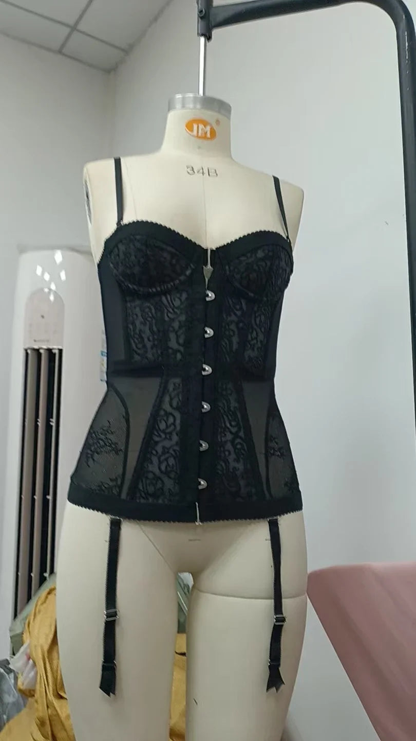 Sexy Hollow Out Fishbone Top Strapless Slim Fit Corset Vest Lace V Neck  Body Shaping Camisole Tops 2026 New Women Shaper Tanks