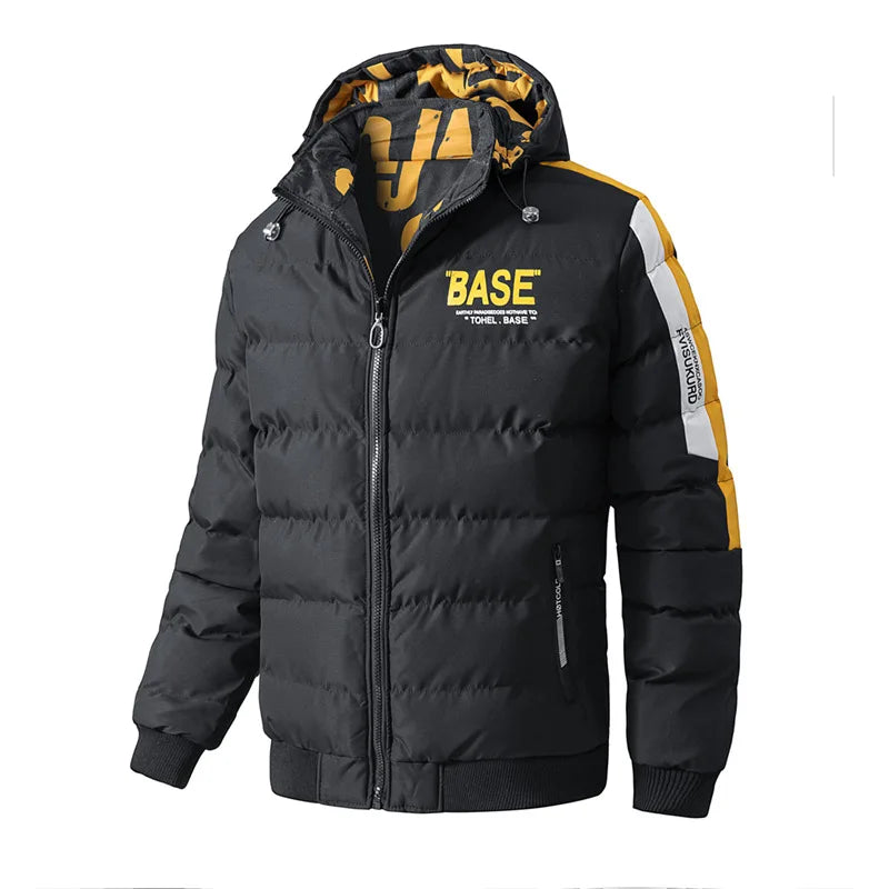 Men Autumn Winter Jacket Brand Warm Comfortable Down Jacket Removable Hat Double Sided Outerwear Men's New Cotton Padded Parkas