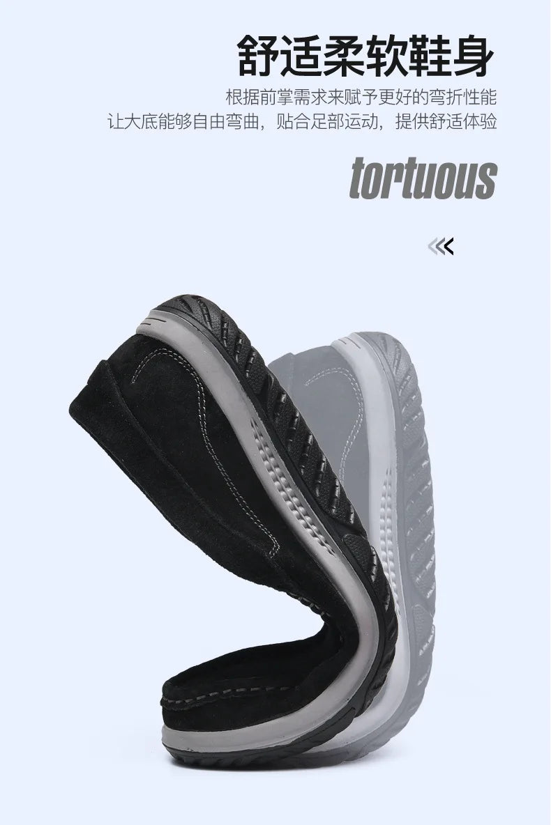 Men's Suede Casual Leather Shoes Fashionable Breathable Comfortable Driving Shoes Men Shoes